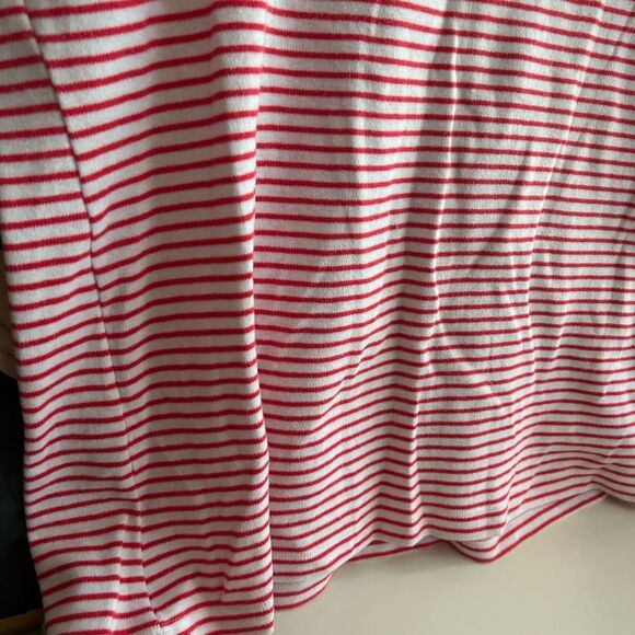 Classic Editions Chic Striped Red and White Tee with Lace Details L - Picture 5 of 16